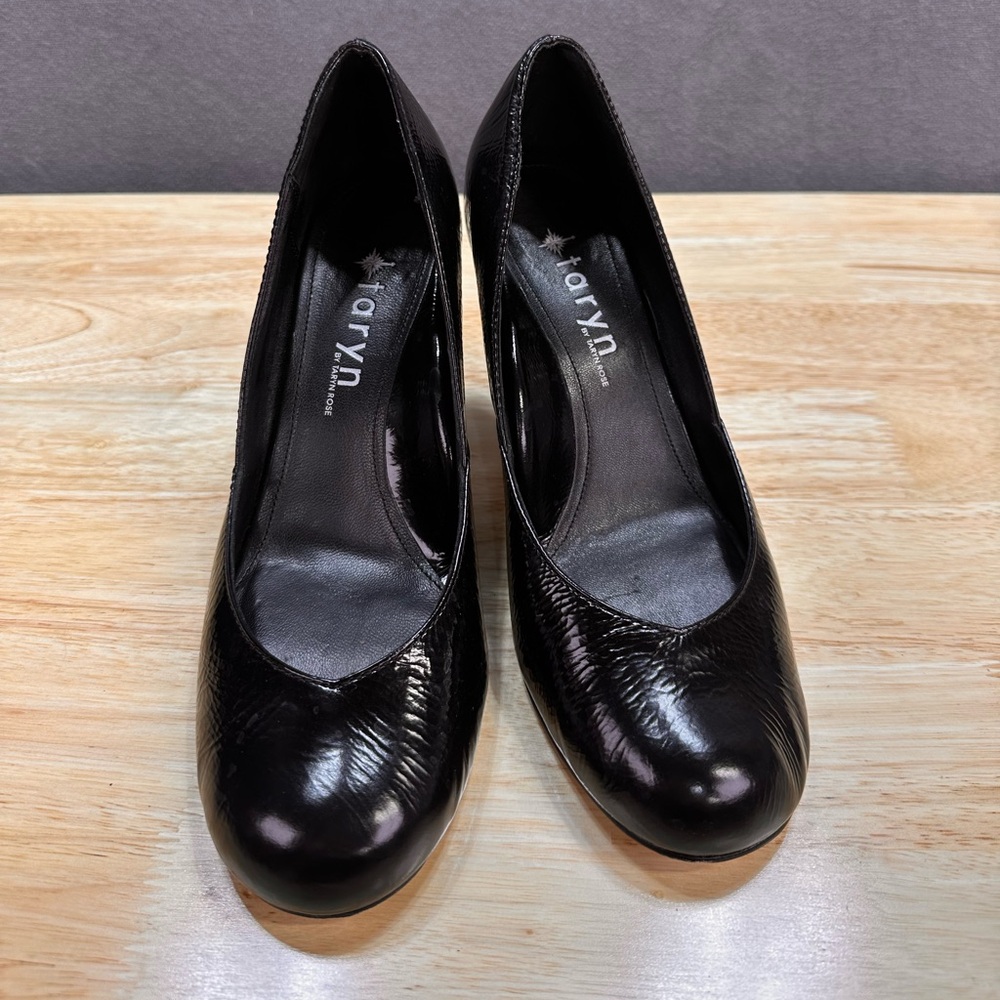 Taryn By Taryn Rose Black Patent Leather Pumps Size 8 Unique Heel